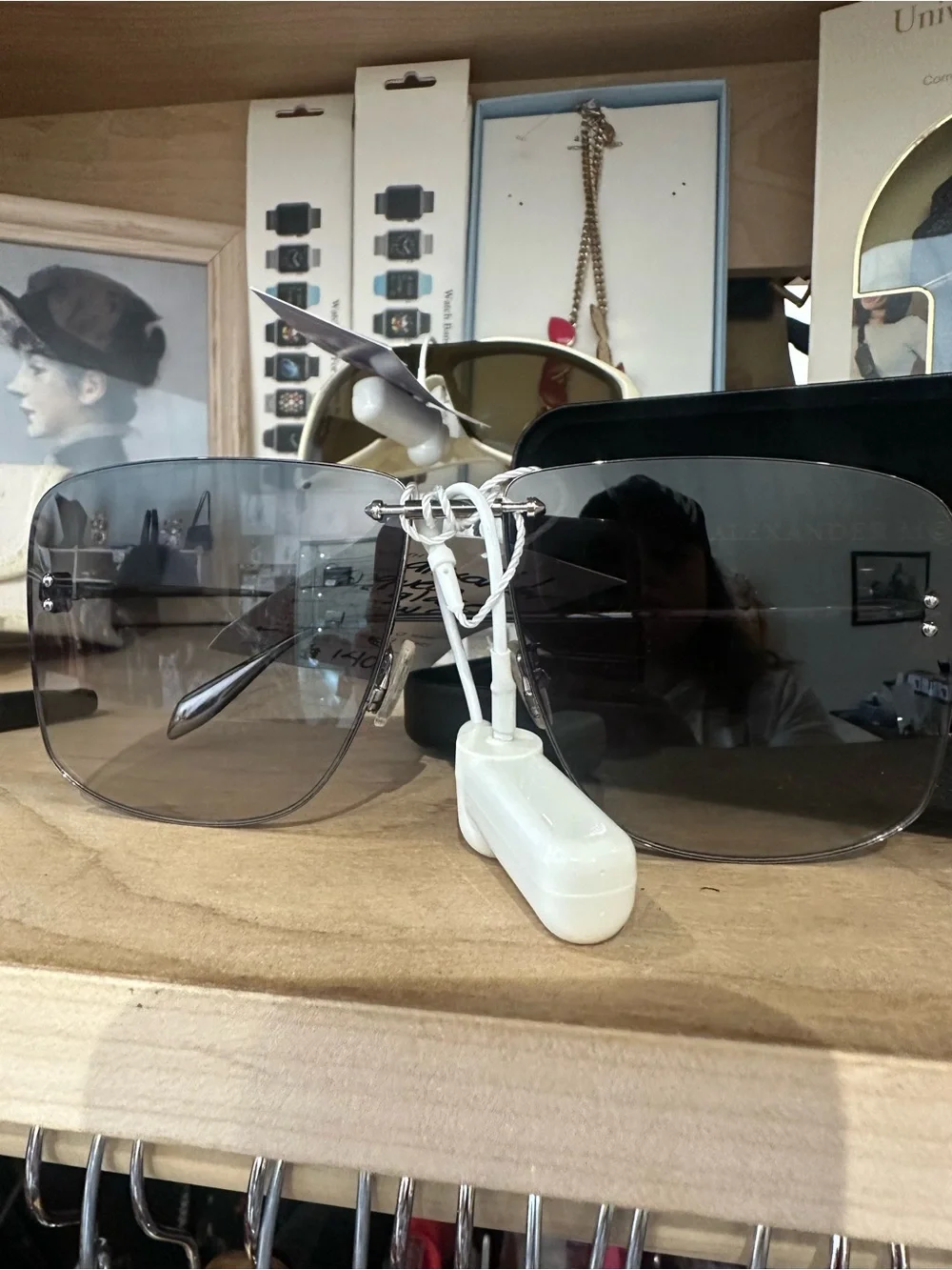 Alexander McQueen Black Gradient Shield Sunglasses with Gold Accents